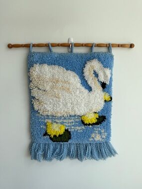 Vintage handcrafted latch hook wall art